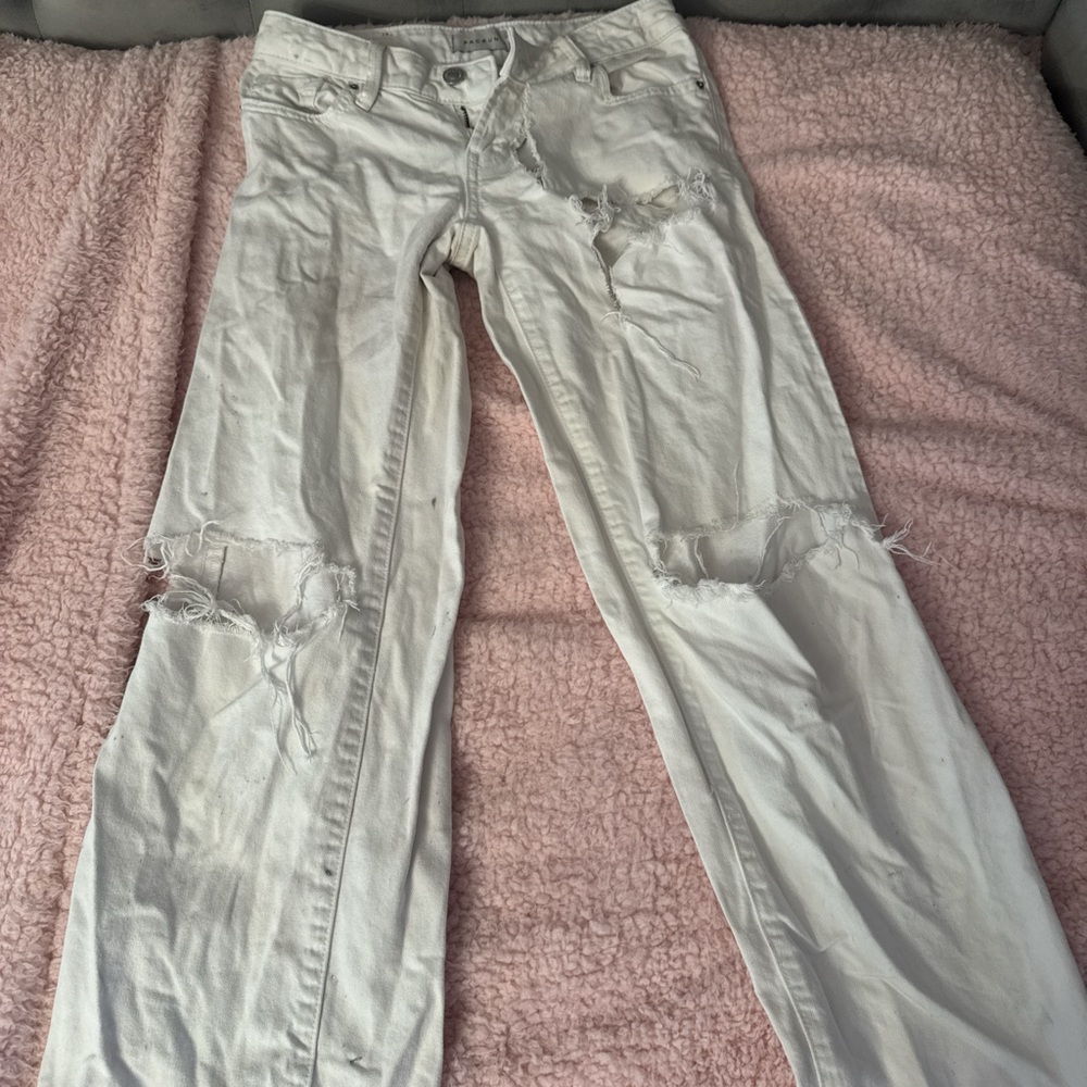 Distressed White Jeans